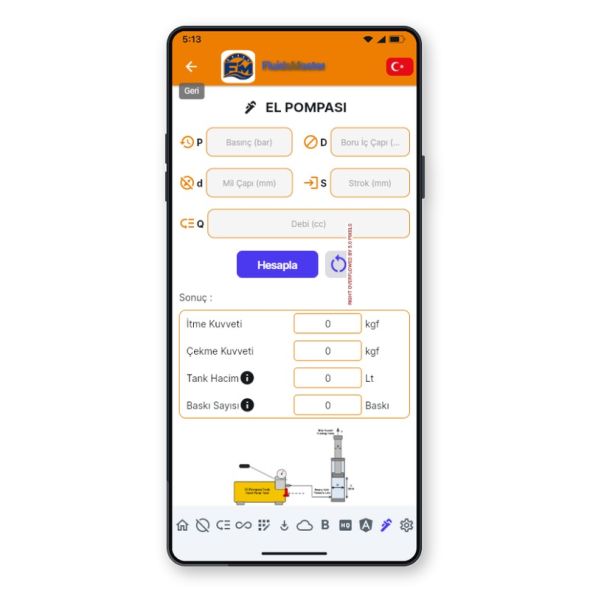 FluidsMaster El Pompası Hesabı Ekranı